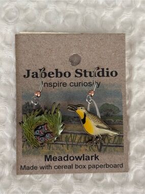Meadowlark Bird Earrings – Yellow and Green